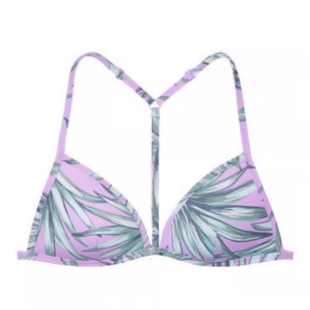 Victoria's Secret Lavender and Green Palm Print Bikini Top - Picture 3 of 3